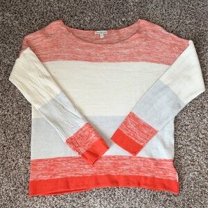 Calvin Klein Jeans Orange, Cream, and light Gray block Women's Sweater